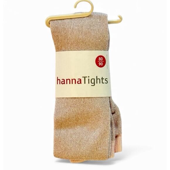 Hanna Andersson Girls Tights 80/90 Light Pink Silver Sparkle Vintage Hosiery NWT - Picture 1 of 3